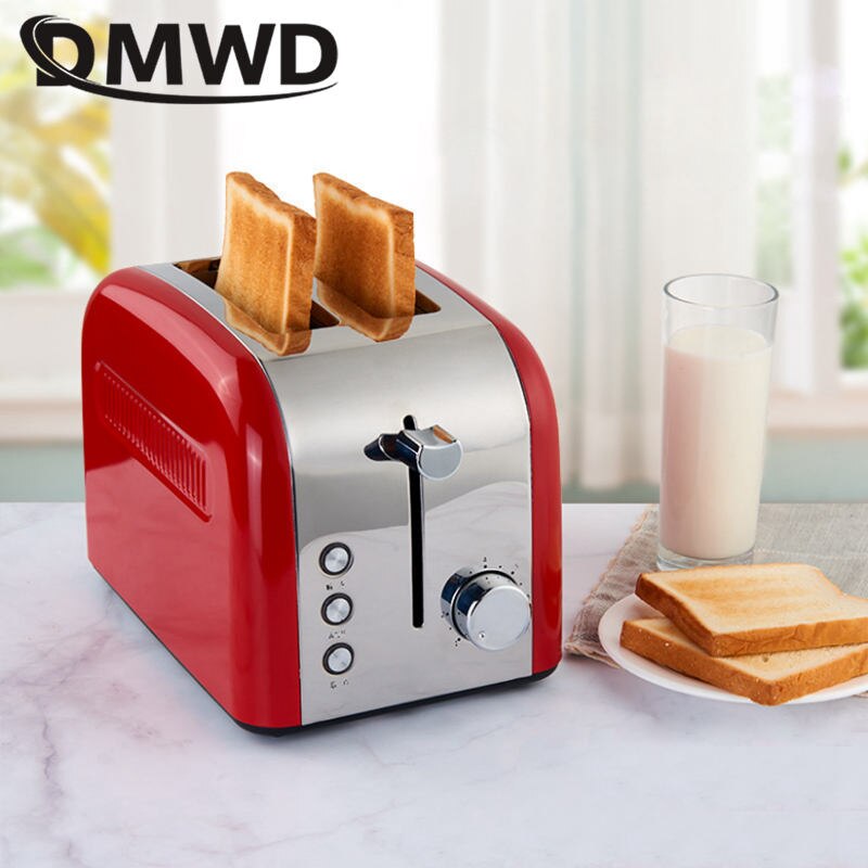 DMWD Multifunctional Electric Toaster 2 slice Automatic Bread Baking machine Stailess steel Toast Sandwich oven with crumb trays
