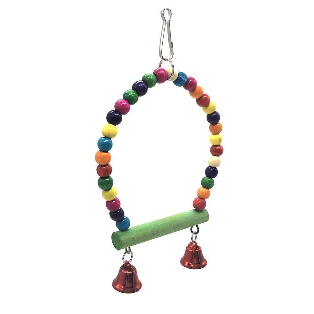 Wooden Bird Cage Rainbow Beads Swing Parrot Cage Bird Toys Parakeet Cockatiel Budgie Hanging Toy Pet Products