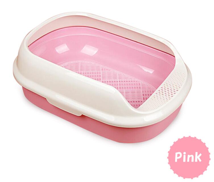 Cat Litter Box Cat Toilet 2or3Layer Pine Litter Bedpans Semi-Closed Anti-splashing Cat Pot Crystal Sand/bentonite/tofu available: Pink / S(2 layer NO grid)