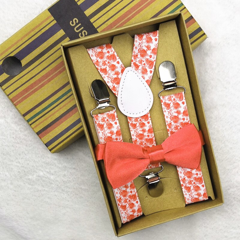 Sweet Girls Suspenders Set 3 Clips Elastic Y-back Adjust Bowtie Braces Personality Clothes Accessories For Kids Children
