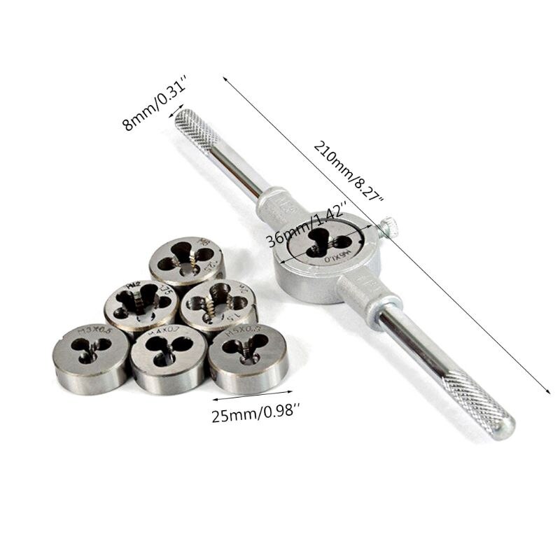 8pcs Metric Adjustable Tap Die Wrench Set M3-M12 Screw Thread Taper Hand Tool