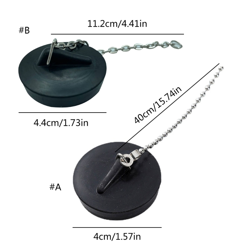 Universeller Gummi-Badewannenstöpsel mit Ketten-Ablaufstopfen, praktischer Gummi-Badewannenstöpsel für Küchen- und 40 mm,