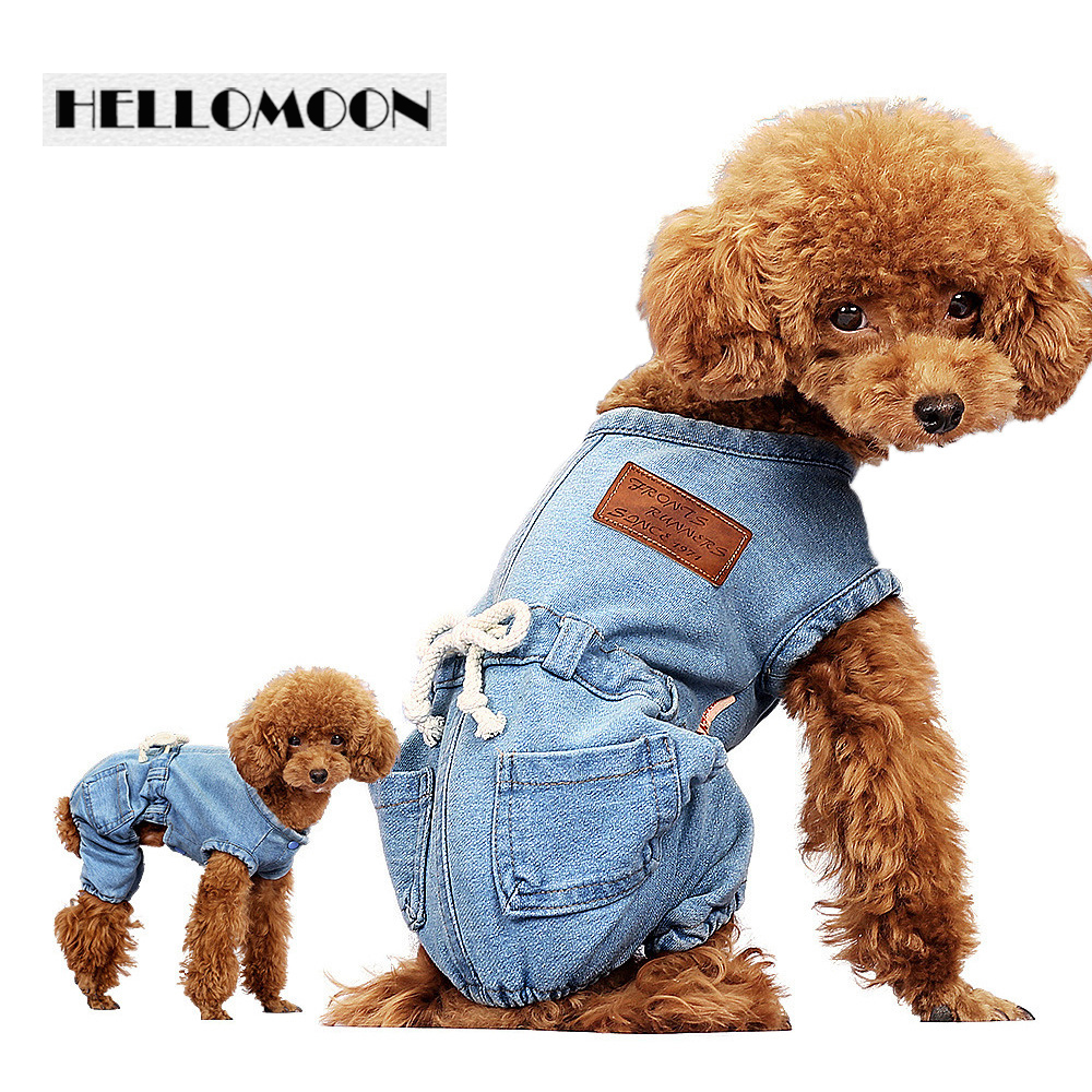 HELLOMOON solid jean kleding voor hond casual hondenkleding overalls jumpsuit voor honden