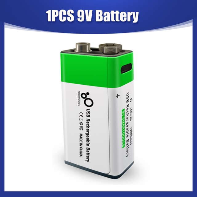 9V 650mAh 6F22 Lithium Rechargeable Battery USB Charging For Toy Remote Control RC KTV Multimeter Microphone Guitar Helicopter: 1PCS