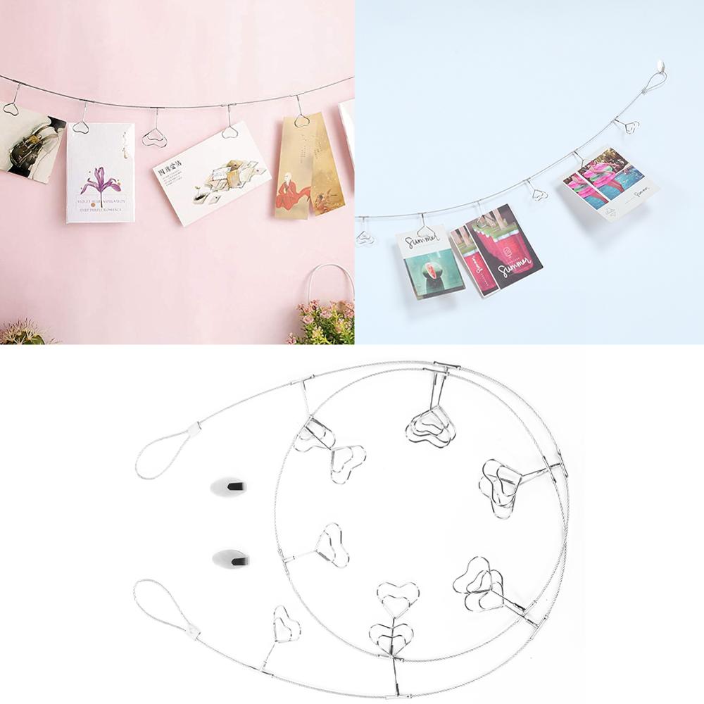 Photos Clips Metal Photos Clips Hanging Photos Clips Heart Shapes Steel Wire Rope Wall Pictures Display Decoration Clips