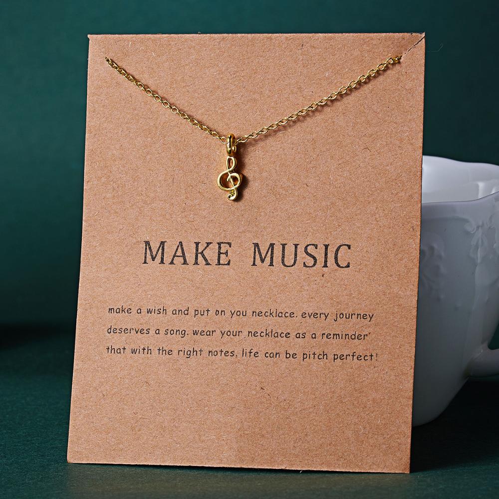 Wünschen Karte Minimalistischen Musik Hinweis Reize Halsketten Verknüpfungen Ketten Gold Farbe Kürzer Halskette Für Frauen Schmuck