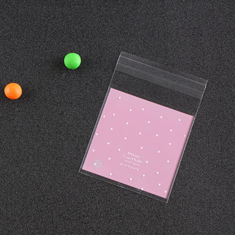 100pcs Plastic Cookie Bag Transparent Cellophane Polka Dot Candy Self Adhesive Wedding Birthday Party Cookie Bag