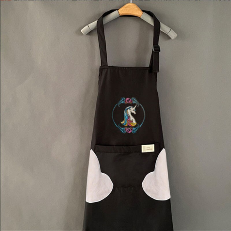 Kampaamo työassistentti työvaatteet parturi kampaaja värjäys vain vedenpitävä naisten vaatteet hiukset esiliina keittiö ravintola: Yksisarvinen musta