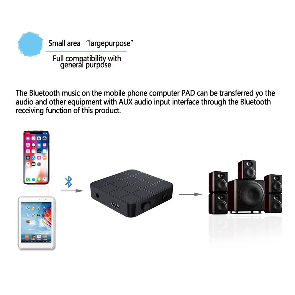 Bluetooth 5.0 Supports Both RX And TX Functions Bluetooth Transmitter Built-In 200mah Battery And USB Rechargeable Interface