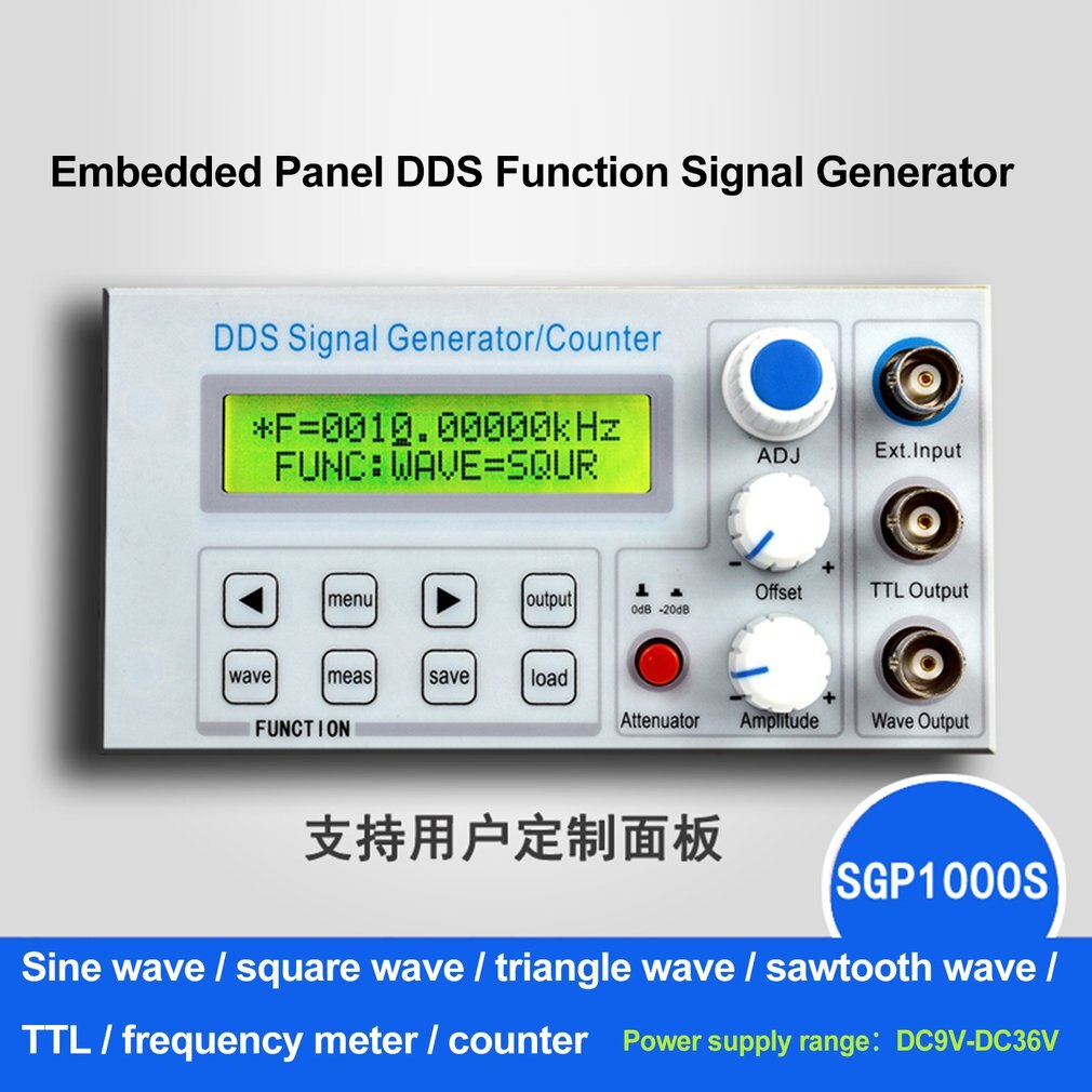 DDS Functie Generator, Sinus/Vierkant/Driehoek/Zaagtand Golfvorm Teller Signaal Bron Generator Functie Generator Meter