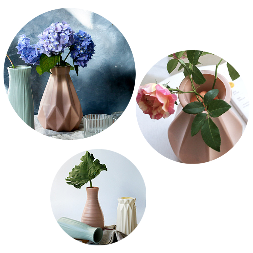 1Pce Nordic decorative vase imitation ceramic flower basket plastic vase decorative ornament flower pot vase ornament
