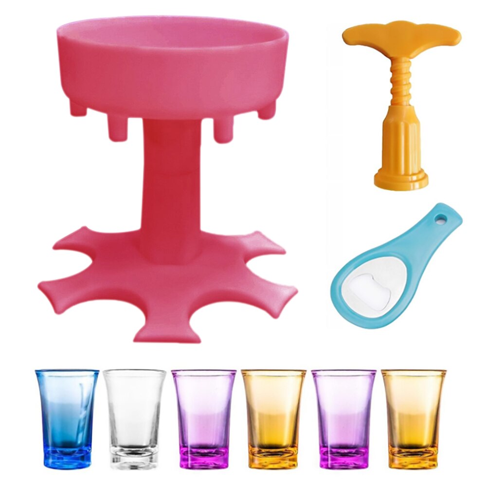 6 Shot Glass Dispenser Holder Carrier Caddy Liquor Dispenser Party Bar Accessory Drinking Games Glass Dispenser Bar Tools: As show I