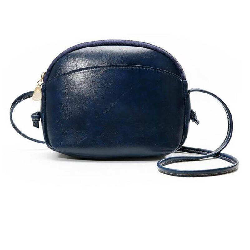 Dame casual messenger taske shell pu læder lille håndtaske messenger lynlås vild sød taske: Dyb blå