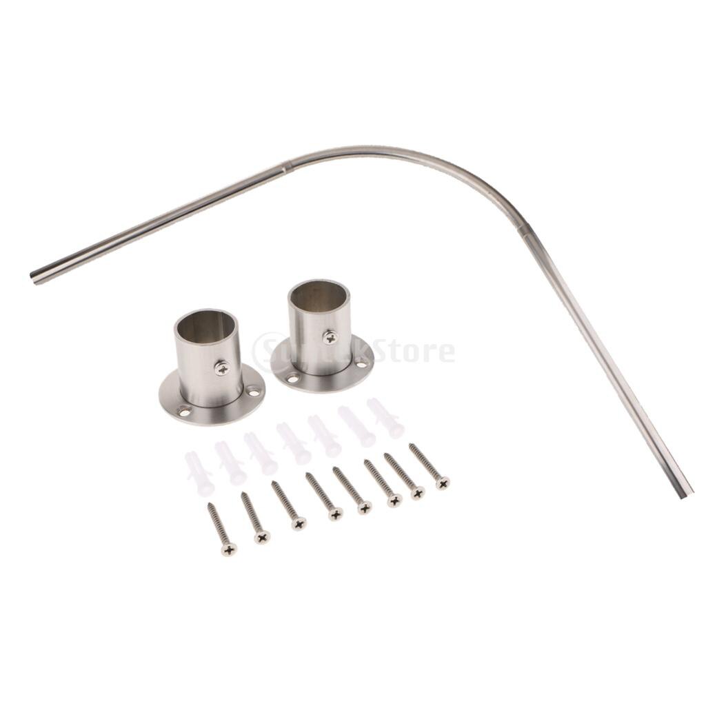 Gebogen Douchegordijn Rail Staaf Staal 140Cm Gordijn Rail Pole Bar Verstelbare Uitschuifbare Hardware