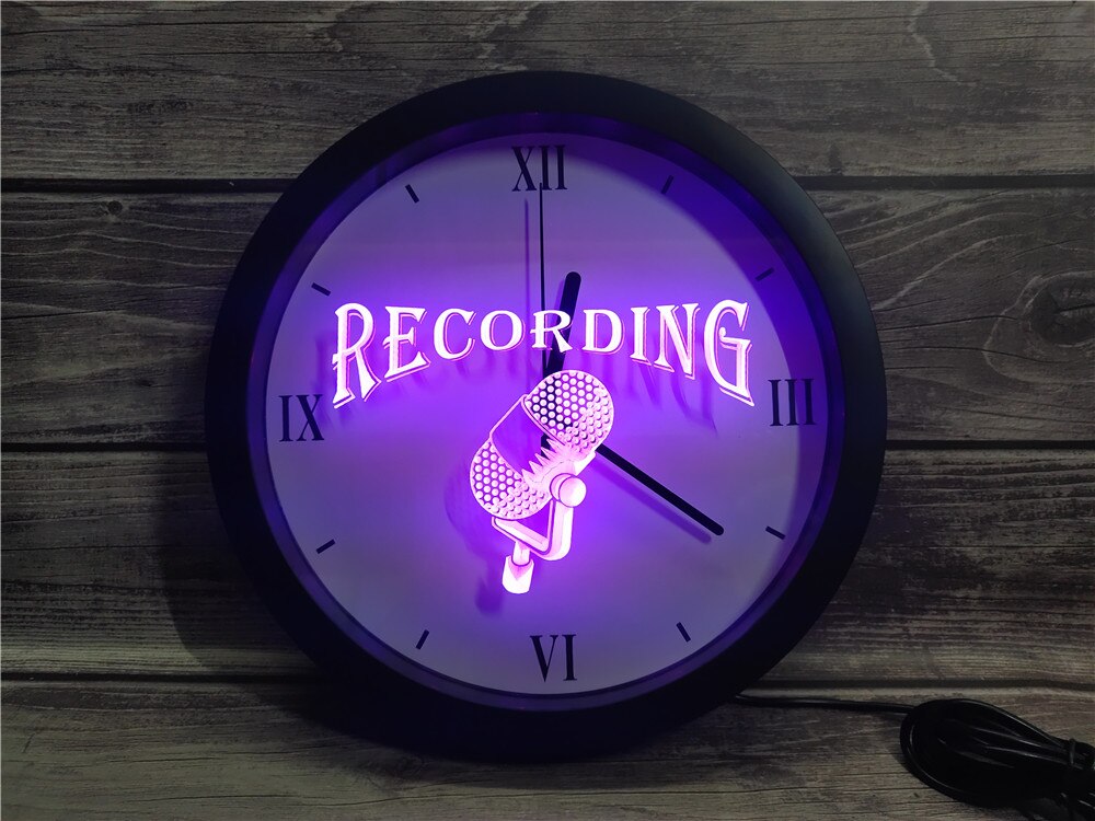 Recording On The Air Radio Studio APP RGB 5050 LED Neon Light Signs Wall Clock