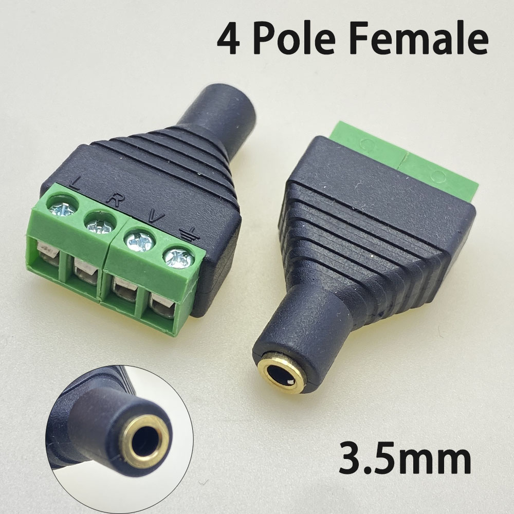 3.5mm 2/3/4 pole stekker/vrouwelijke schroef terminal socket mono/stereo connector 3.5mm 1/8 Inch hoofdtelefoon audio-ingang adapter