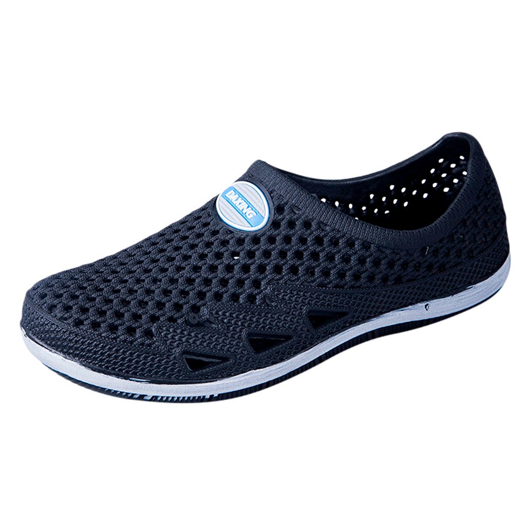 SAGACE Hole Shoes Men Casual Rubber Clogs For Men Sandals Summer Slides Swimming Beach Non-slip Breathable Hole Shoes: BK / 40
