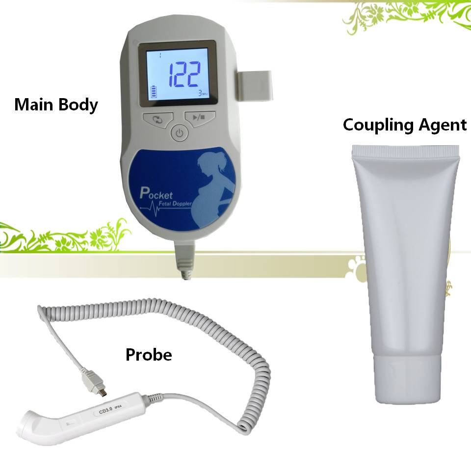 CONTEC Fetal Doppler 3MHz Probe Heart Beat Monitor Backlight LCD Blue Color + Free GeL