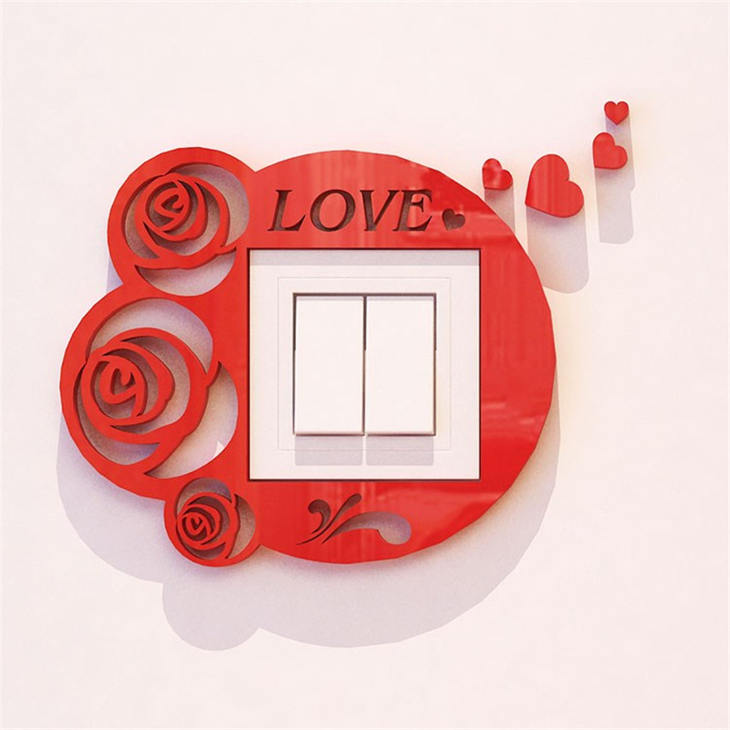 Light Switch Stickers Acrylic Switch Poster Modern Style Living Room Switch Decorative Wall Stickers DIY Art Wallpaper: Rose Red