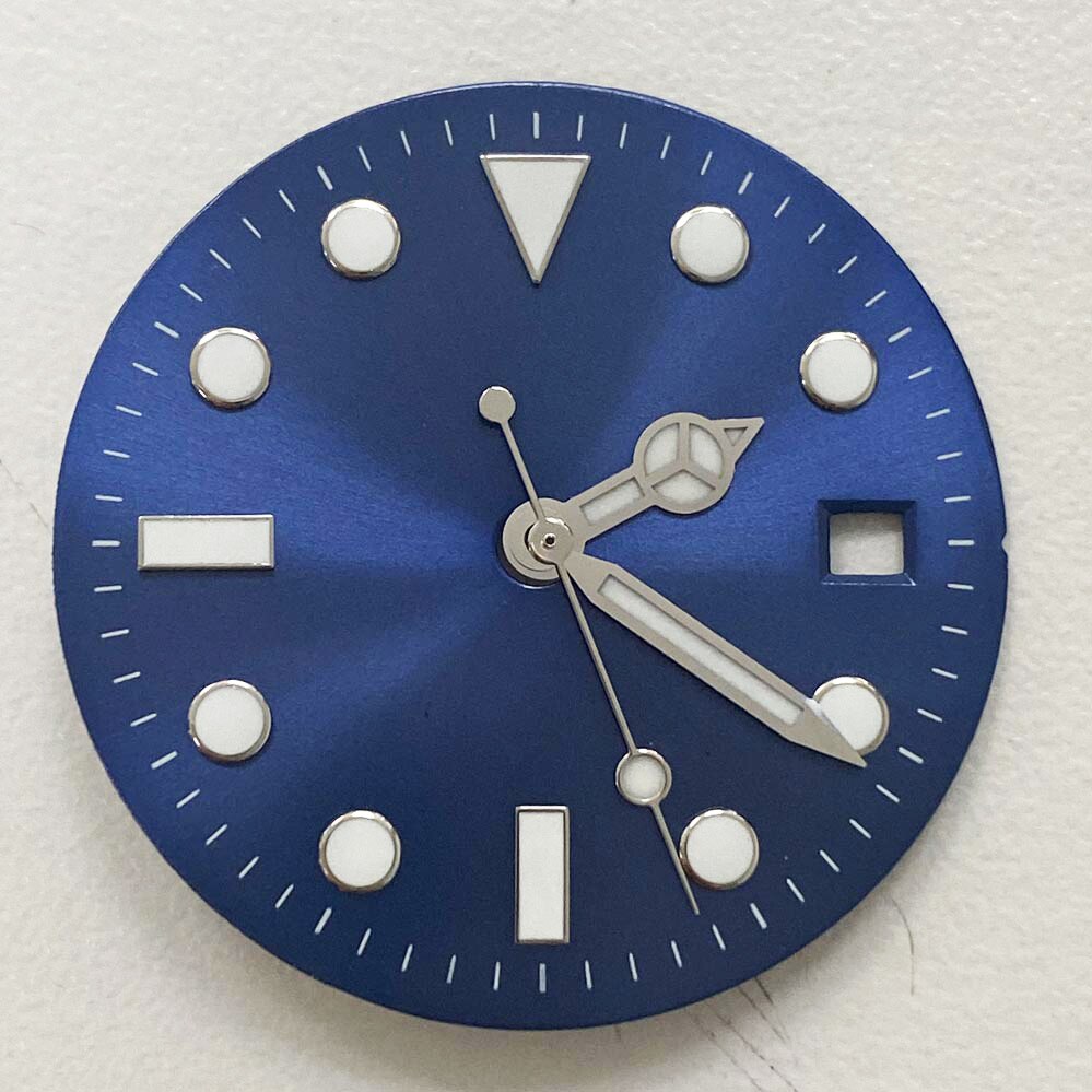 29Mm Blauw Luminouswatch Wijzerplaat + Groene Lichtgevende Handen Horloge Gezicht Vervanging Accessoires Set Voor 8215/8200/821A/2813 Beweging