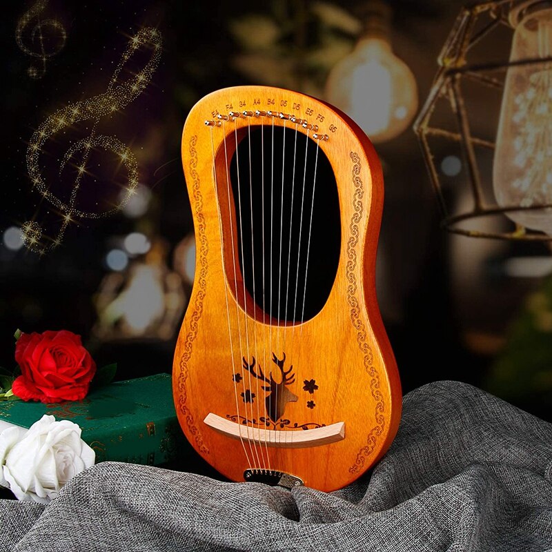 Lier Harp, 10 String Hout Harp In Massief Mahonie Hout Lier Harp Met Tuning Sleutel, voor Beginner Melomaniacs, Etc