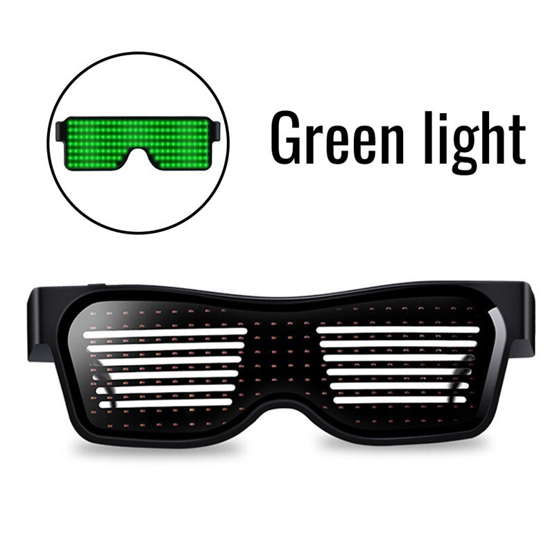 LED Panel Bluetooth Baseball Cap + Bluetooth LED Sunglass Mobile Phone APP Connection Wireless Dynamic Pattern Flashing Glasses: Green