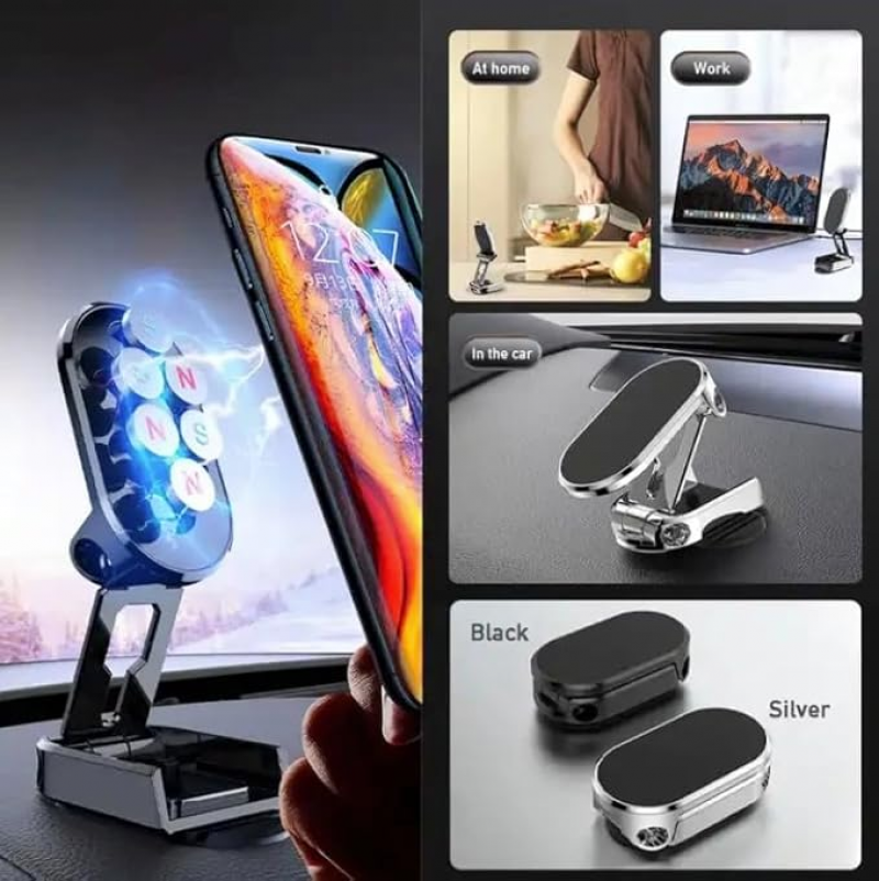 Magnetic Car Phone Holder 360 Rotating Phone Holder Stand Foldable Magnet Smartphone Support Mount Multifunctional Phone Holder