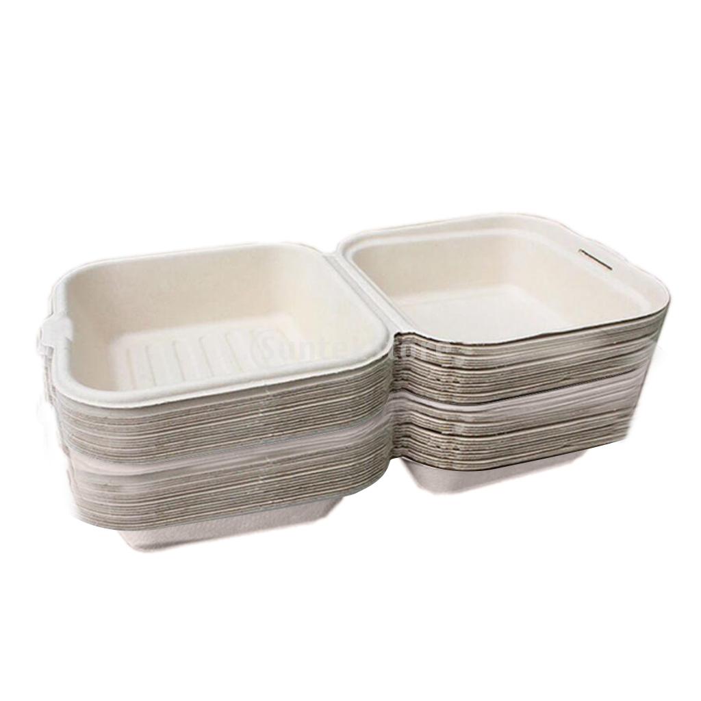 Boîte à Bento jetable , stockage des repas, préparation des aliments, boîte à déjeuner, salade de fruits, Hamburger, gâteau, emballage: Beige 50pcs