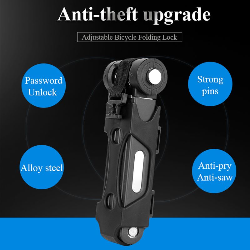 Candado antirrobo plegable para bicicleta de montaña, herramienta de seguridad anticortes con contraseña y llave plegable de Metal