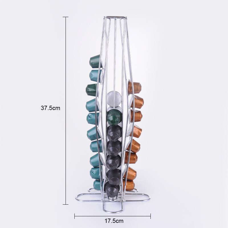 40cups Nespresso Coffee Pod Holder 360° Rotating Rack Coffee Capsule Stand Dolce Gusto Capsule Storage Shelf Organization Holder: A