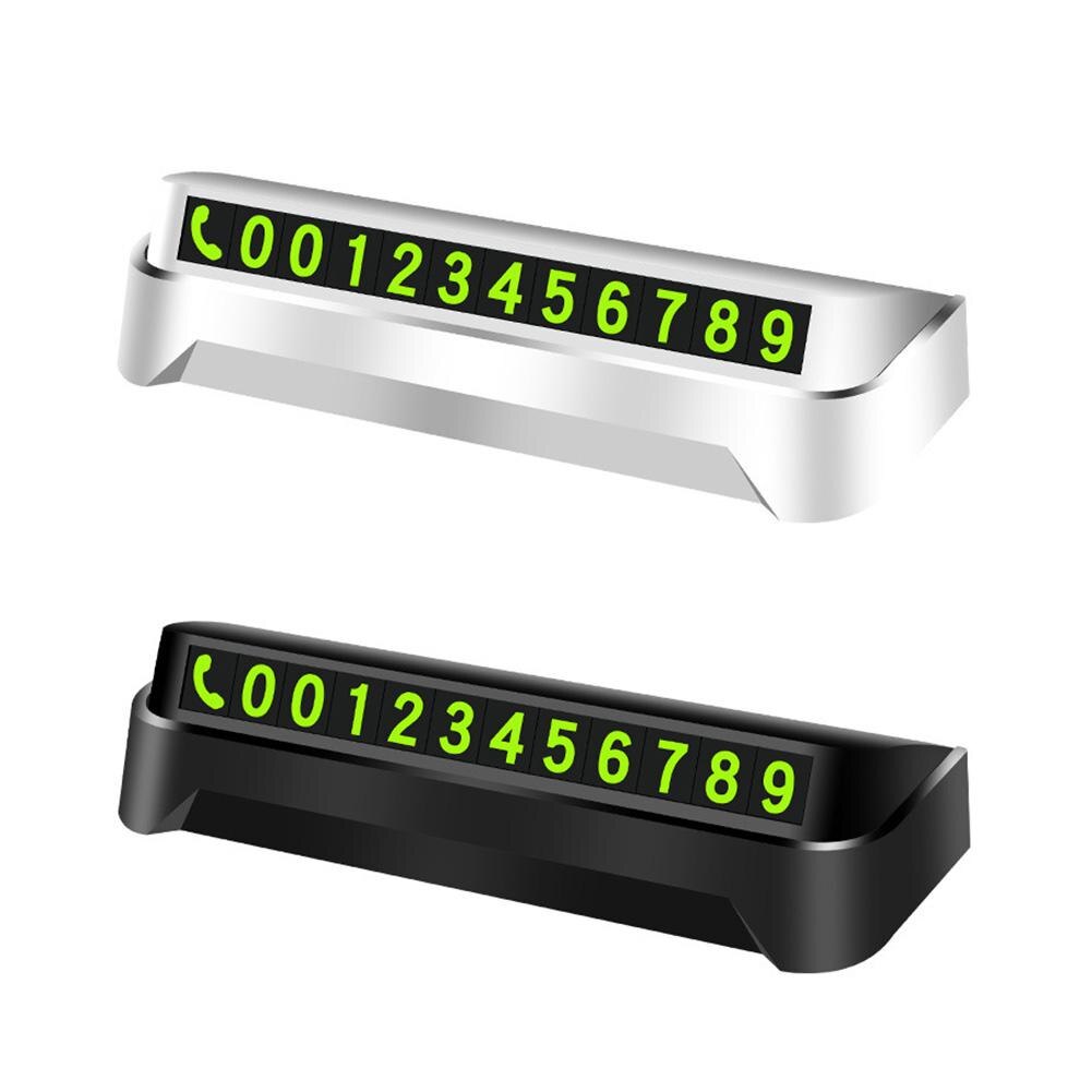 Car Temporary Parking Card Universal Auto Dashboard Luminous Phone Number Sign Automobile Phone Number Sign White/Black