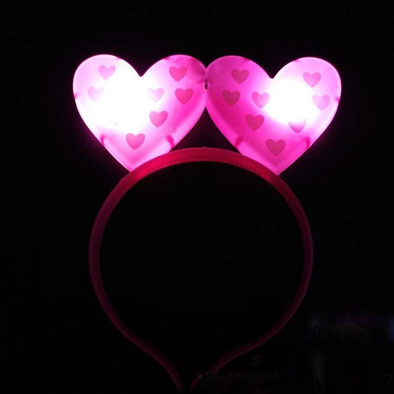1 pièces LED clignotant coeur bandeau lumière lumineuse bandeau femmes fille bandeau chapeaux noël mariage lueur fête approvisionnement