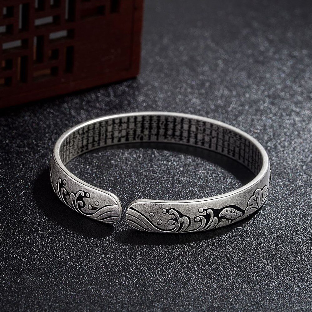 NEHZY S999 timbro argento nuova donna gioielli di moda di alta qualità nero fiore di loto argento tailandese retrò semplice braccialetto aperto