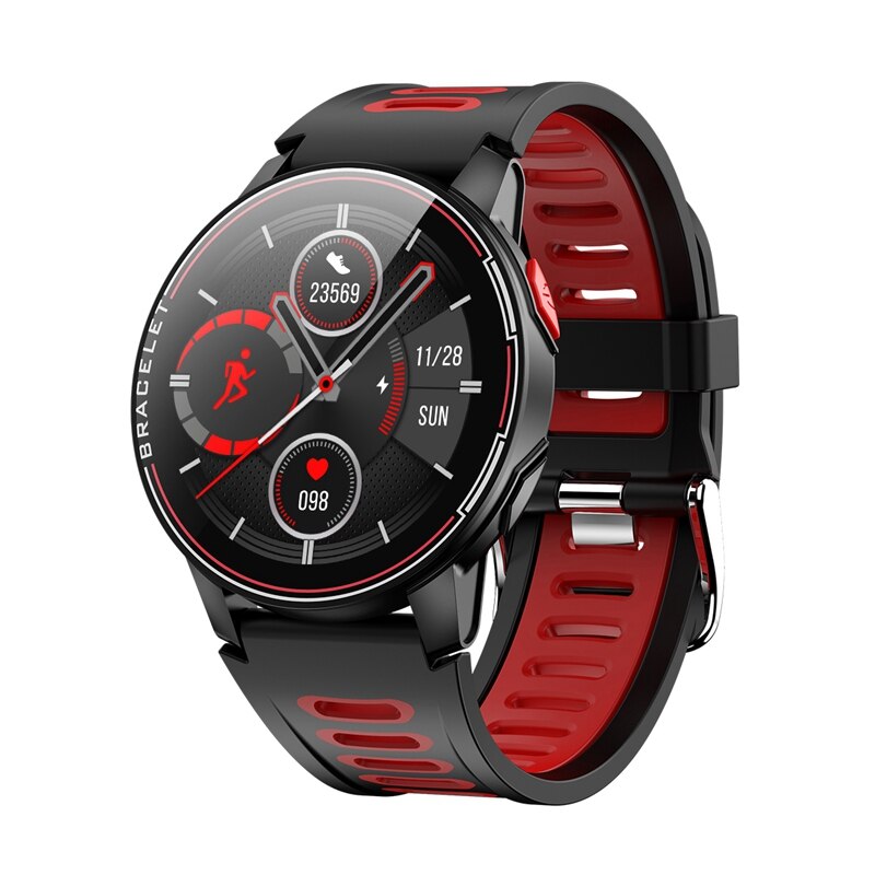 L6 Sport Smart Horloge 1.28 Inch Waterdichte Fitness Tracker Hartslag Bloeddrukmeter Lange Standy Batterij Smart Horloge: Red