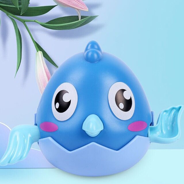 1pcs Del Bambino Acqua Giocattoli Da Bagno Anatre Animale Del Fumetto Catena di Orologeria Granchio Pinguino Balena Piscina Piscina di Balneazione Giocattoli Per I Bambini regalo: Blue Chick