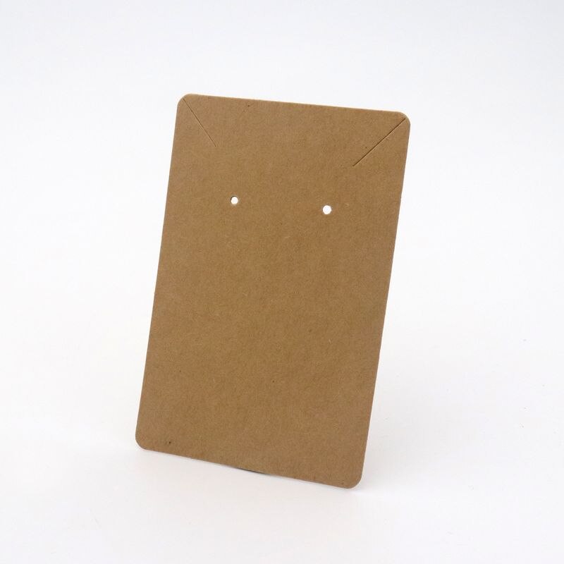 50 pçs 6*9cm retângulo em branco cartões de jóias kraft papel brincos cartões colar etiqueta para jóias artesanal diy acessórios: Brown