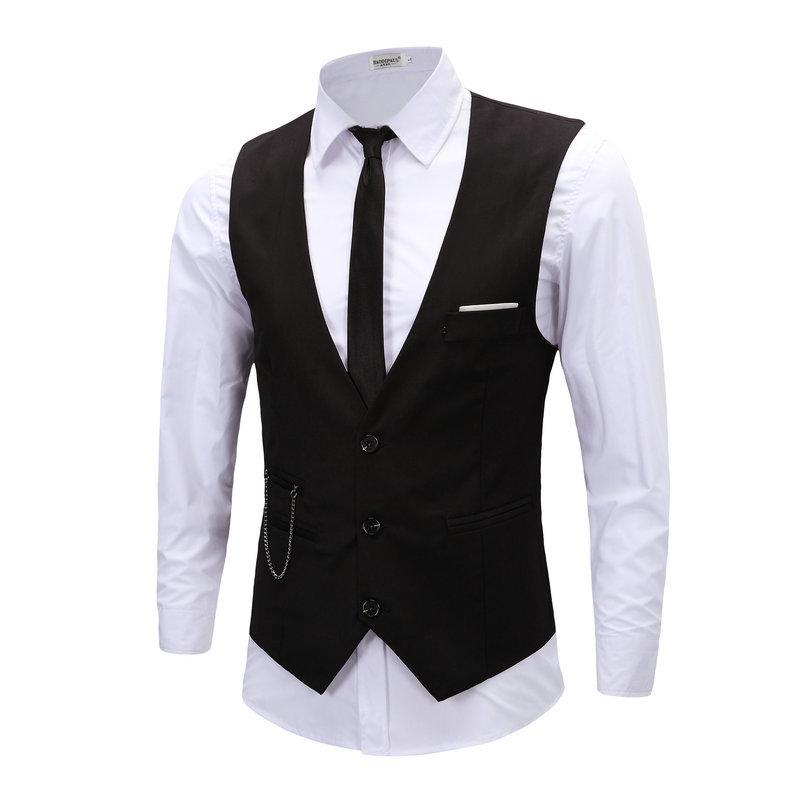 Mens Suits Vests Spring Autumn Male Blazer Waistcoats Clothing Single Breasted Solid Color Chain England Style Man Top Clothes32: as picture3 / XL