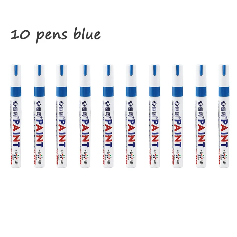 10 rotuladores permanentes, juego de marcadores de pintura de 12 colores, blanco, negro, azul, rojo, naranja, verde, azul, rosa, morado, café: Negro