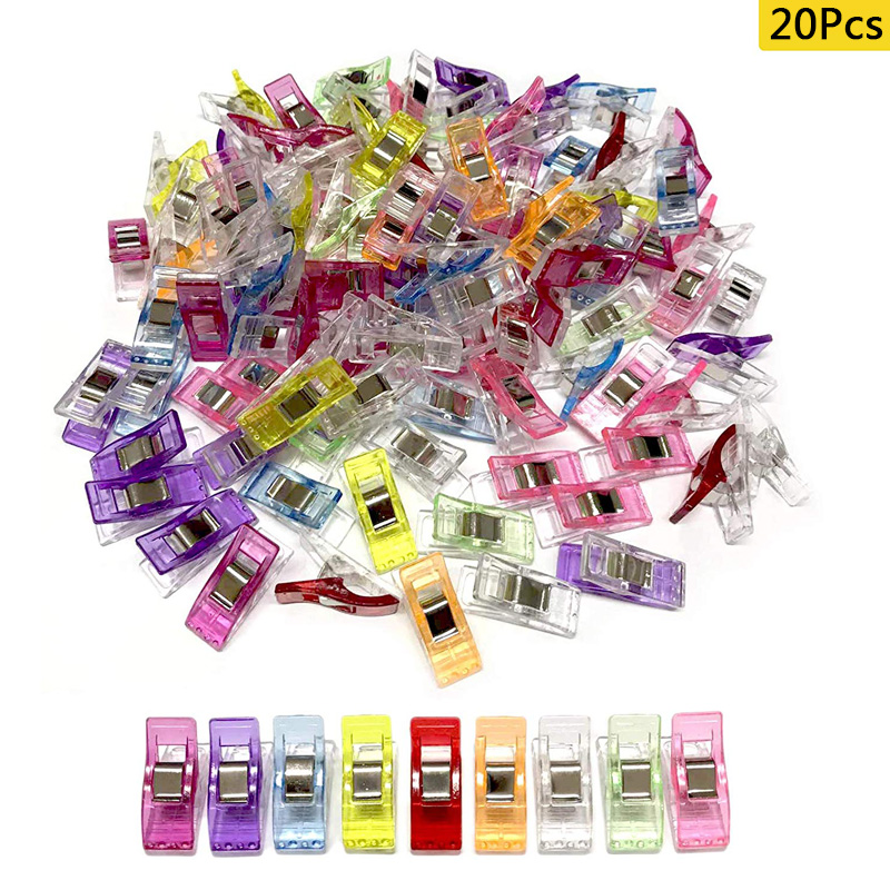 20 stk syning strikning beklædnings clips plast vidunder tøj clips holder til gør-det-selv patchwork stof quilting håndværkssyning strikning