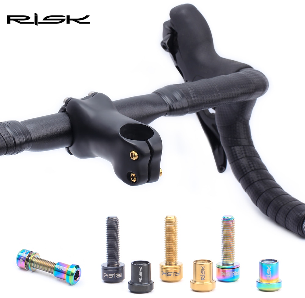 Risk ti titanium skruer bolte til cykel cykel carbon frempind bolt med skive  m5 x 18mm racercykel gaffel låsemøtrik