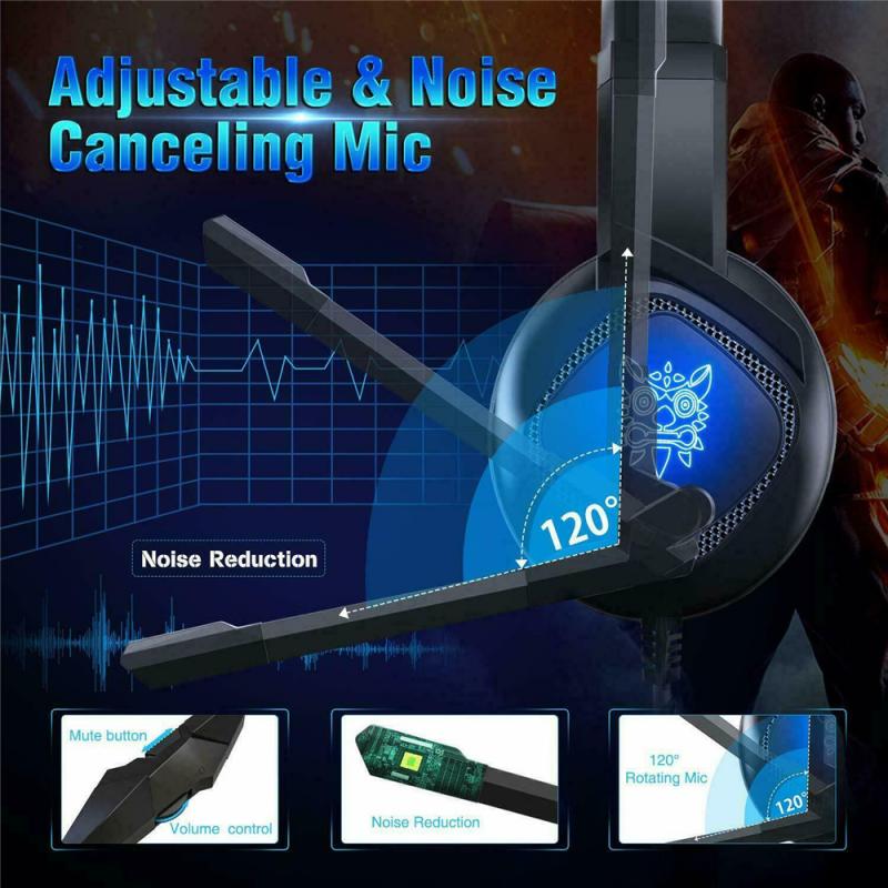 ONIKUMA K19 Gaming Headset Noise Cancellation Microphone LED Light Volume Control PC Over Ear Headphones For Xbox One / Laptop