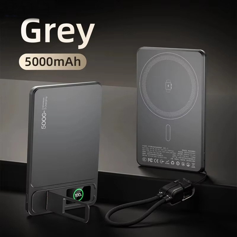 3-in-1 10000mAh Draadloze Magnetische Powerbank Draagbare Slanke Originele Batterij 20W Snelladen Voor iPhone 12-17 iWatch Airpod: zwart
