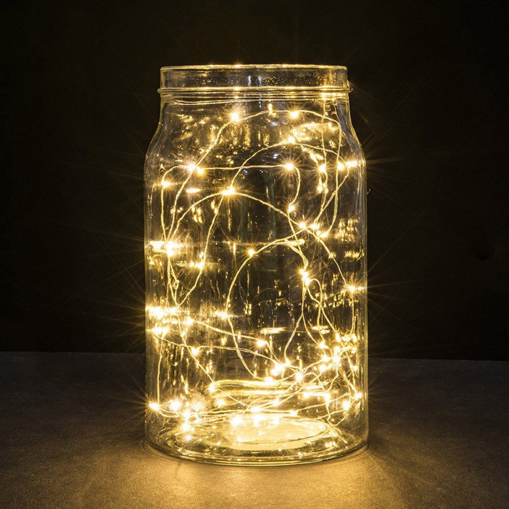 1m- strenget fe lys 10 led batteridrevet julelys fest bryllupslampe tilbehør flaske snor lampe #15: Gul