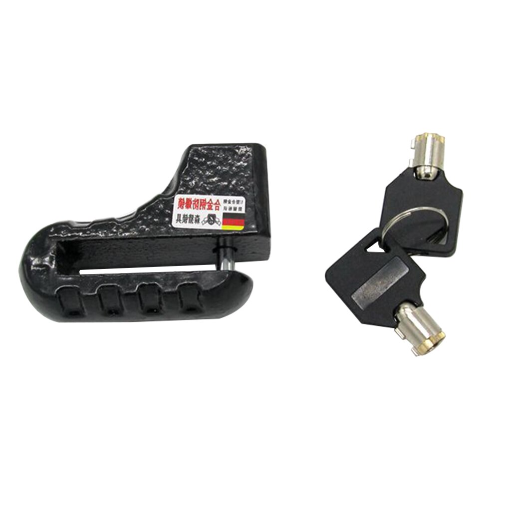 Stainless Steel Alarm Disc Lock Anti Theft for Motorcycle - Black