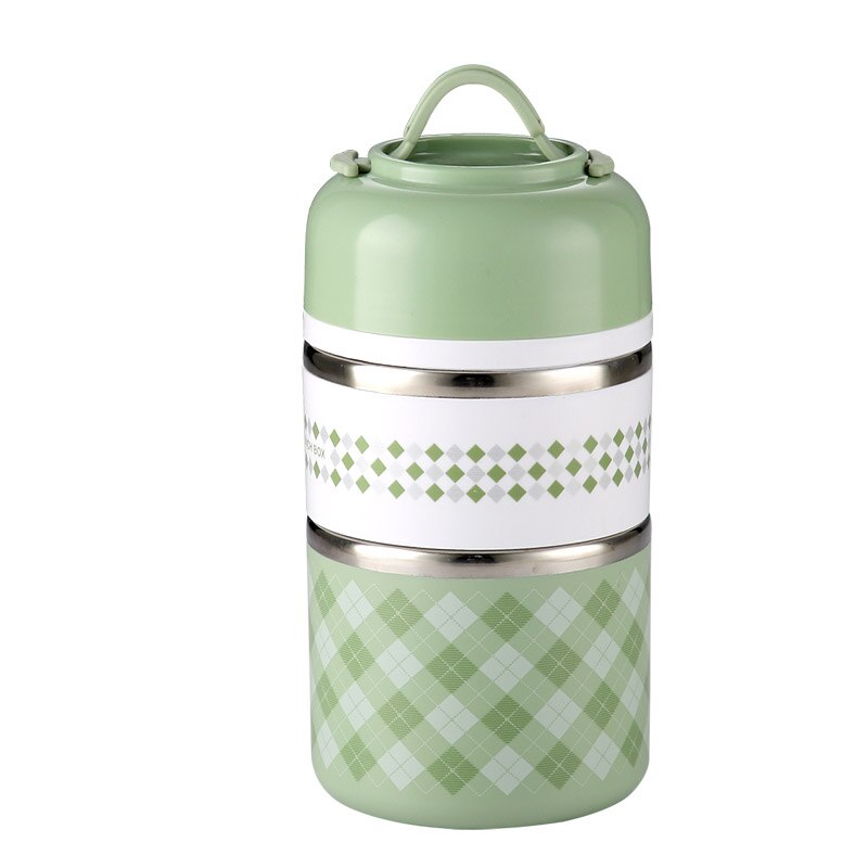 Japanse Thermos Lunchbox Voor Voedsel Container Draagbare Thermische Lunchbox Leuke Bento Lunchbox Lekvrij 2 3 Lagen: B-green-2