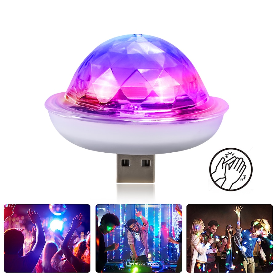 4W Mini USB Disco Light Magic Dj Licht Podium Verlichting Effect Licht Micro USB Type-C Ios Crystal disco Bal Geluid Party Lichten