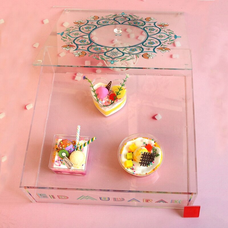 Transparent Acrylic Cake Display Cover Box for Cake Cookie Cupcake Stand