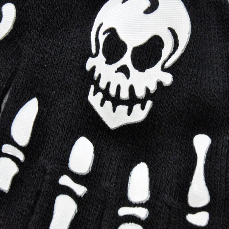 Druck Fluoreszierende Skelett Schädel Gestrickte Halbe Finger Handschuhe Kühlen Herbst Winter Schwarz befreien Handschuhe draussen Sport Fahrrad