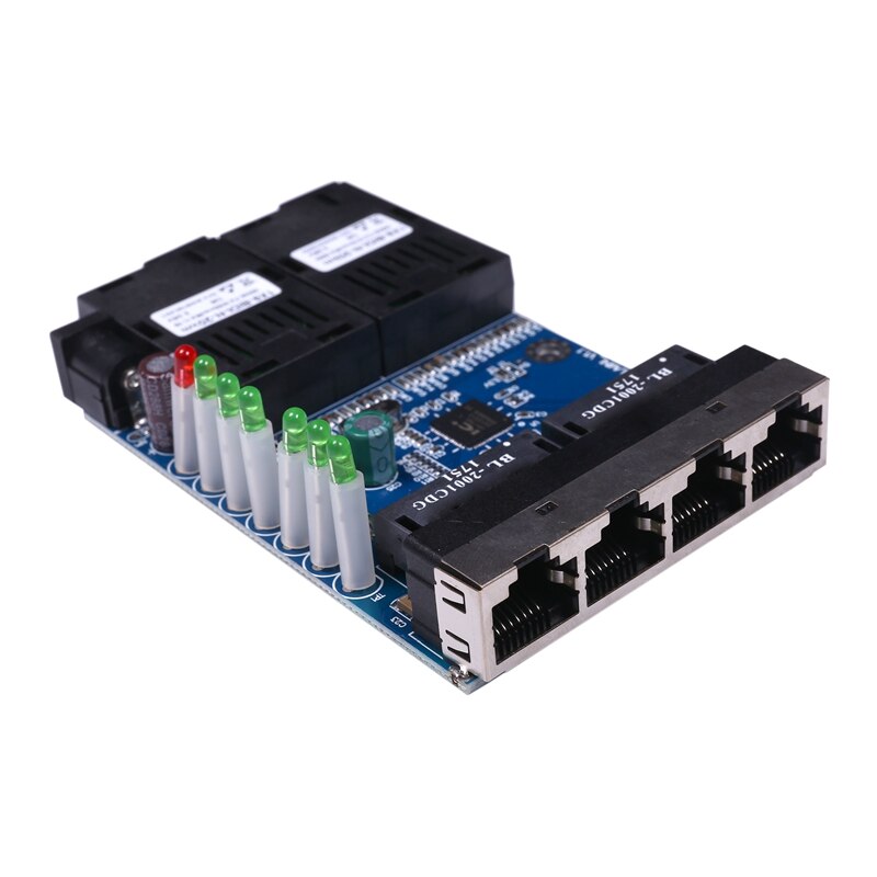 Ethernet Fiber Optic Switch 4 RJ45 2 SC Optical Media Converter Single Mode Fiber Port PCB 10/100M