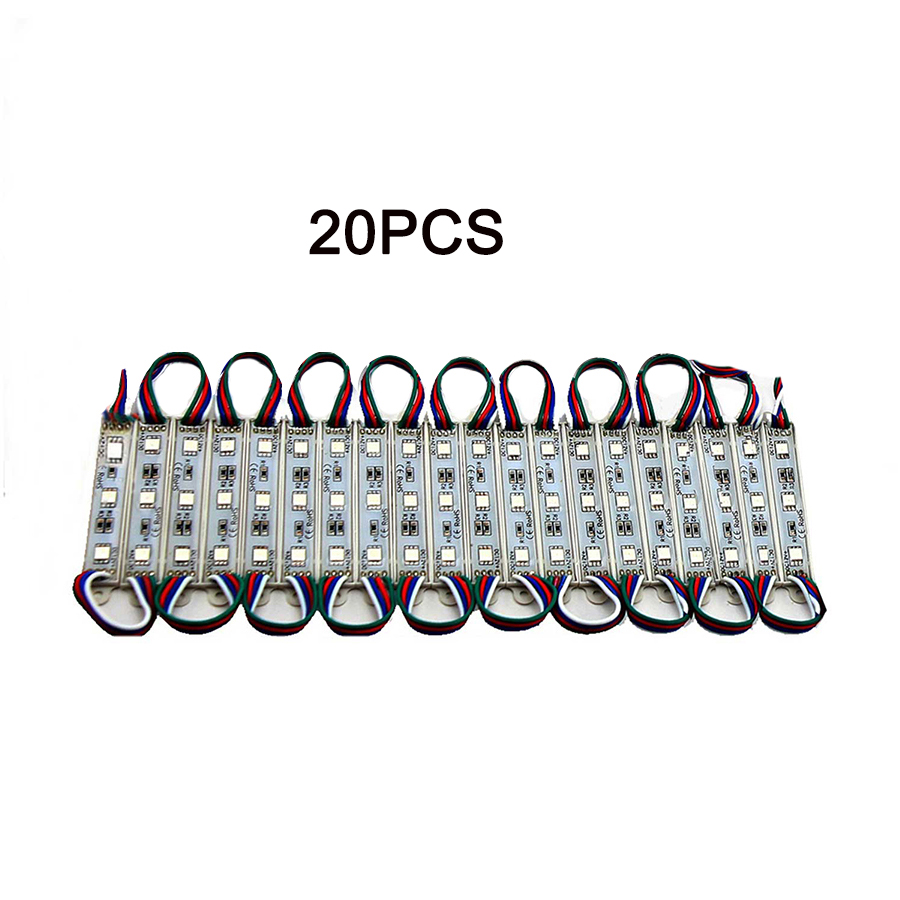 Led Modules Licht Rgb Smd 5050 3LED DC12V Waterdichte Store Front Strip Lamp Reclame Teken Module Lichten Ultrabright Rgb Kleur: 20PCS